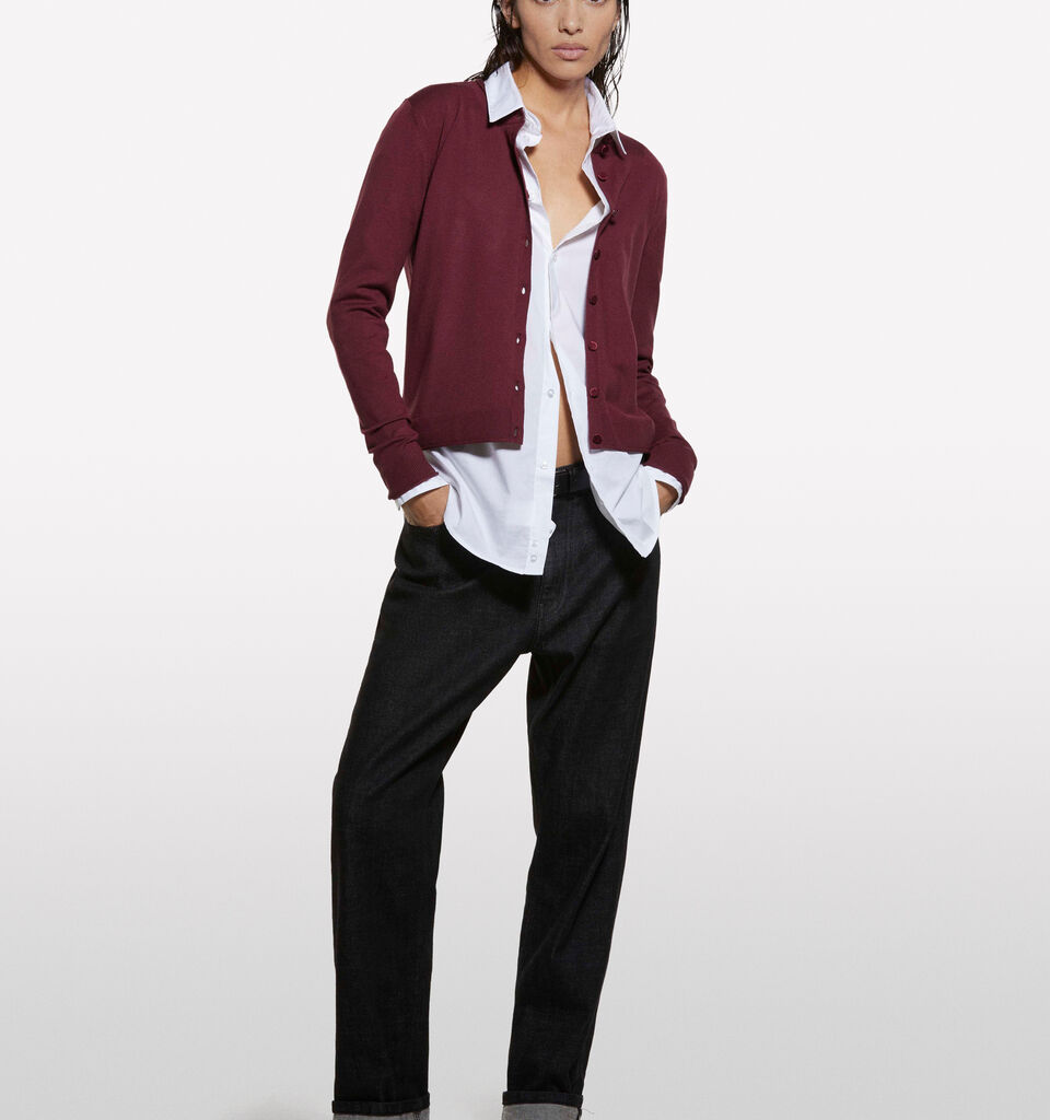 Burgundy regular fit cardigan - women's cardigans - Burgundy | Sisley image number 1